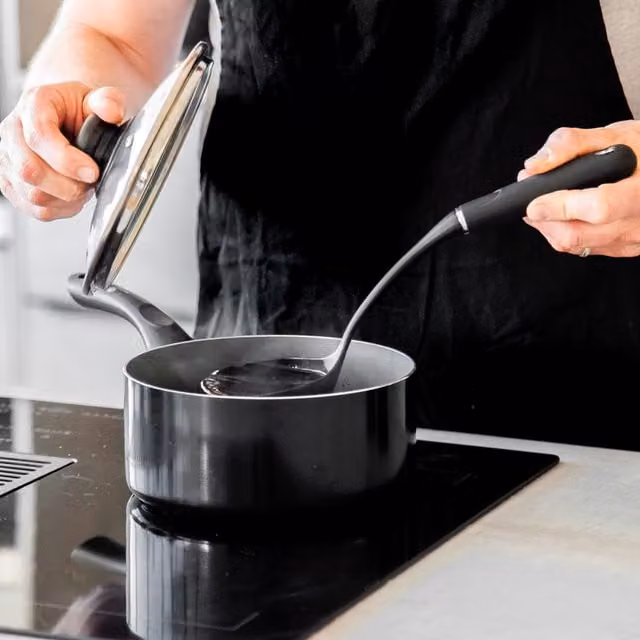 MasterClass Can-to-Pan 20cm Ceramic Non-Stick Saucepan with Lid, Grey
