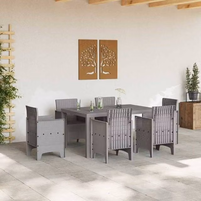 Berkfield Home Garden Table in Light Grey Poly Rattan, W: 150 cm, D: 100 cm, H: 73 cm