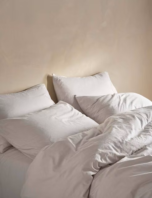 Bedfolk Pure Cotton Washed Duvet Cover in Beige