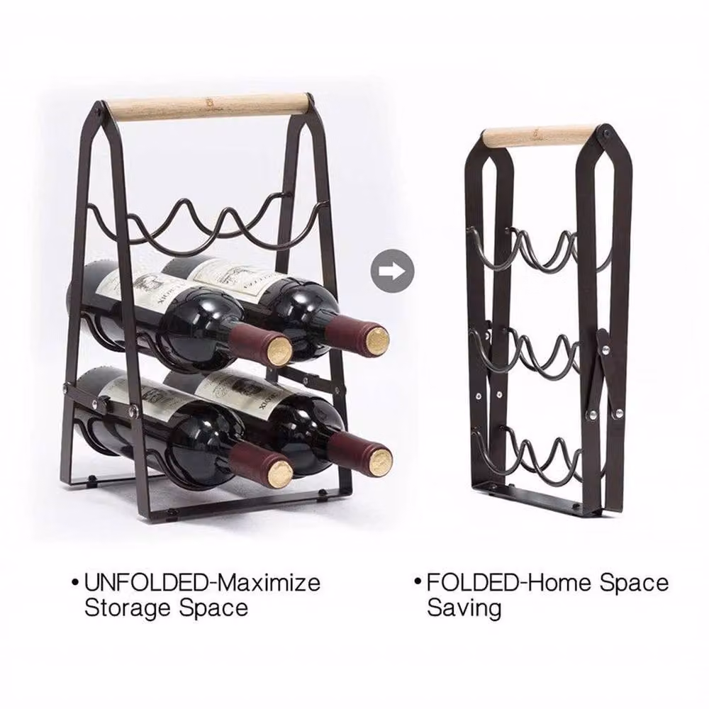 FORGEVIO 3 Tier Free Standing 6 Bottle Wine Rack in Matt Black – 2