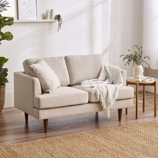 FurnitureboxUK Fleur 2 Seater Fabric Living Room Sofa in Cream
