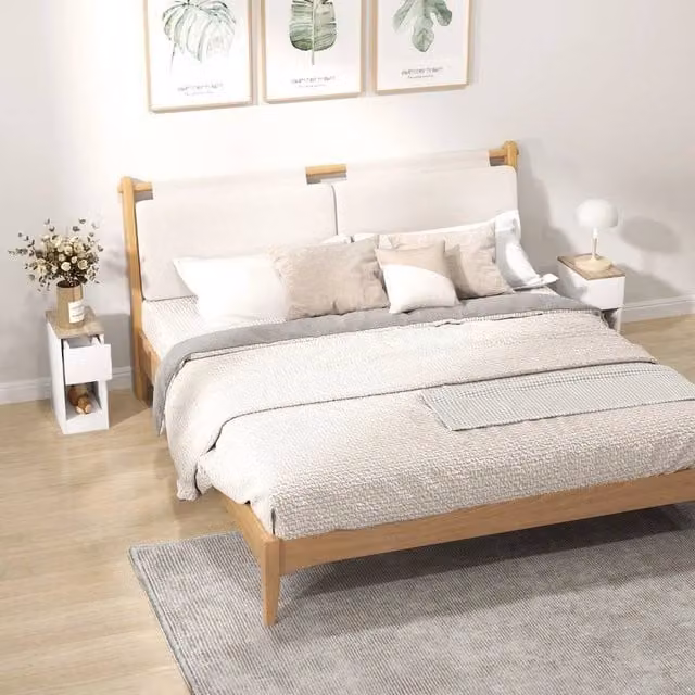 EONLION Set of Two Modern Slim White Wood Bedside Tables – 1