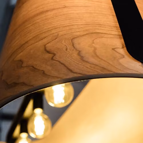 Netlighting Stood 5 Light Bar Pendant Ceiling Light in Black and Brown Wood with E27 Sockets – 3