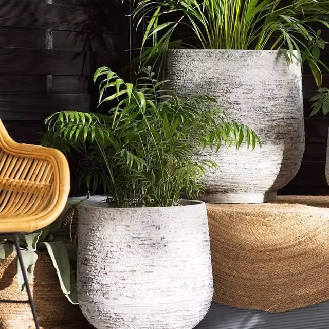 Wyld and Coco Grey Fibre Clay Planter Tub W: 48 cm, D: 53 cm