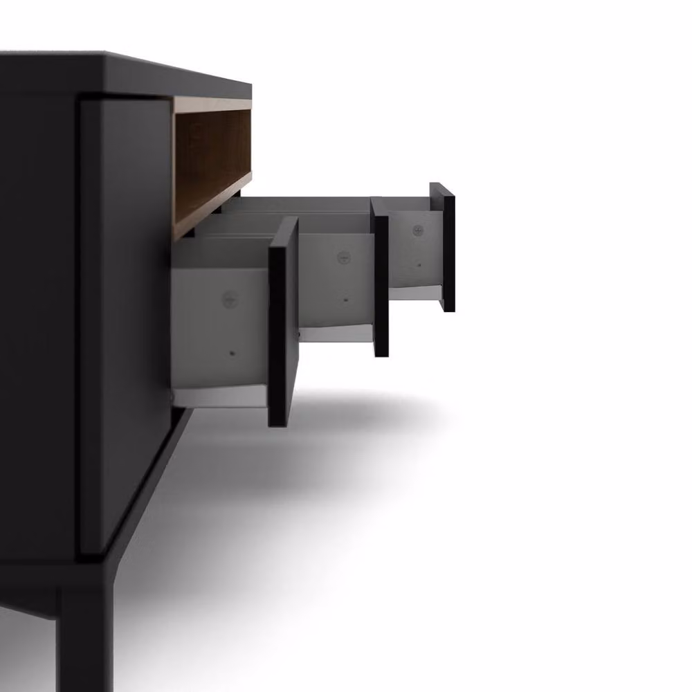 CALICOSY April Modern Black TV Unit with 1 Door, 3 Drawers and 2 Shelves, W: 156 cm, D: 48.25 cm, H: 48.2 cm – 6