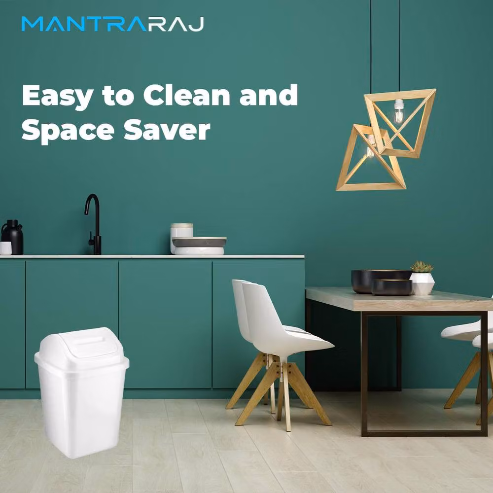 Mantraraj 5L White Plastic Swing Top Bathroom Bin – 2