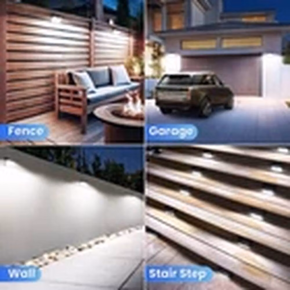 EONLION 4-Piece Set of Black LED Solar Powered Outdoor Wall Lights with PIR Motion Sensor – 3