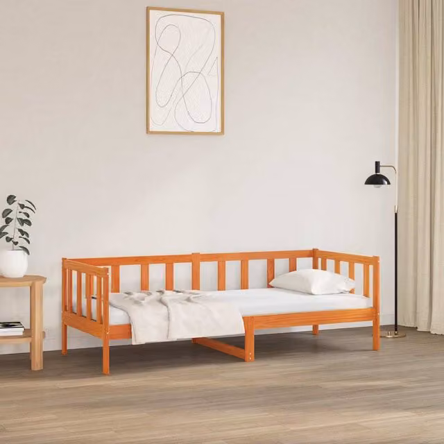 Berkfield Home Solid Pine Wood Bed Frame with Headboard in Wax Brown, W: 80 cm, L: 200 cm, H: 66 cm – 1