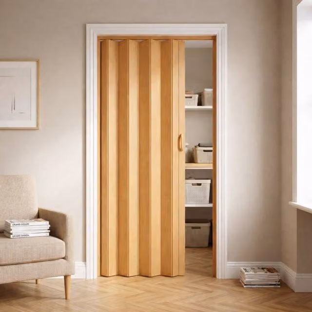 Novecrafto PVC Folding Door in Brown, W: 82 cm, H: 203 cm