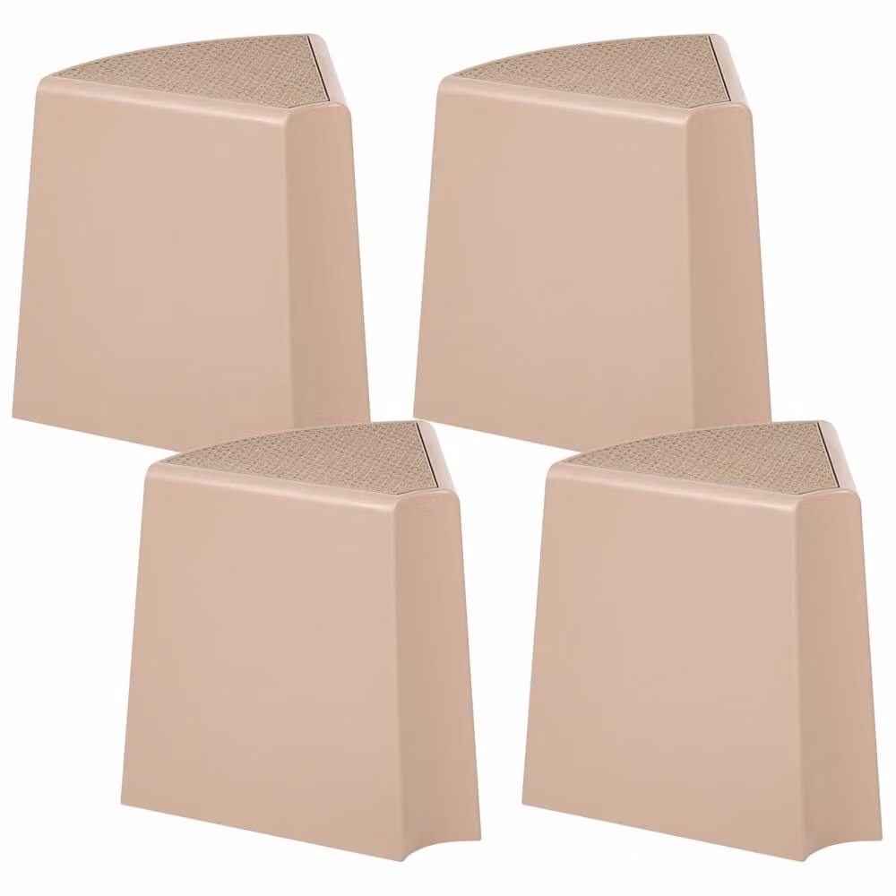 Wyld and Coco Set of 4 Beige Stackable Garden Stools in Matt Plastic – 2