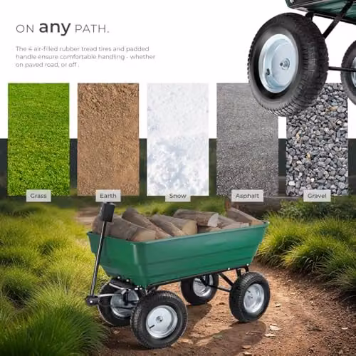 tectake Garden Cart with 125L Tilting Function and 300 kg Capacity in Green – 5