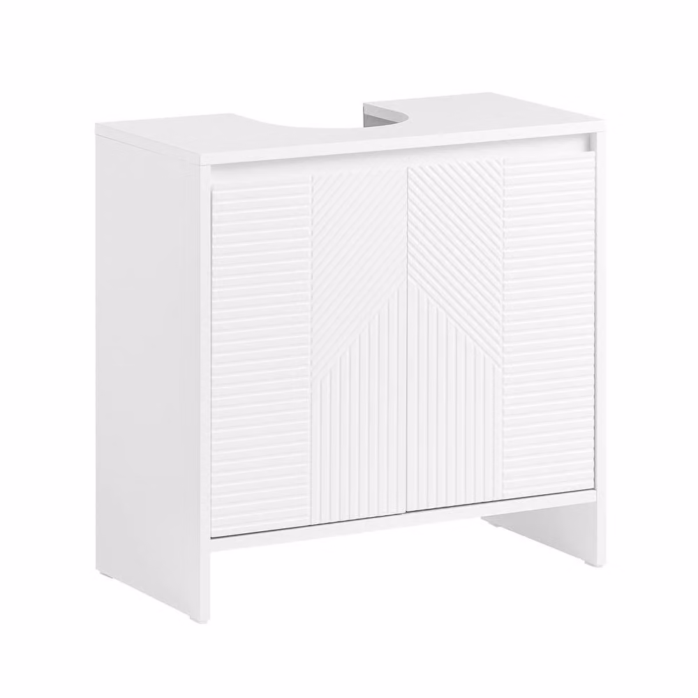 SoBuy Modern White Under Sink Bathroom Cabinet with Hinged Doors and Internal Shelves – 2