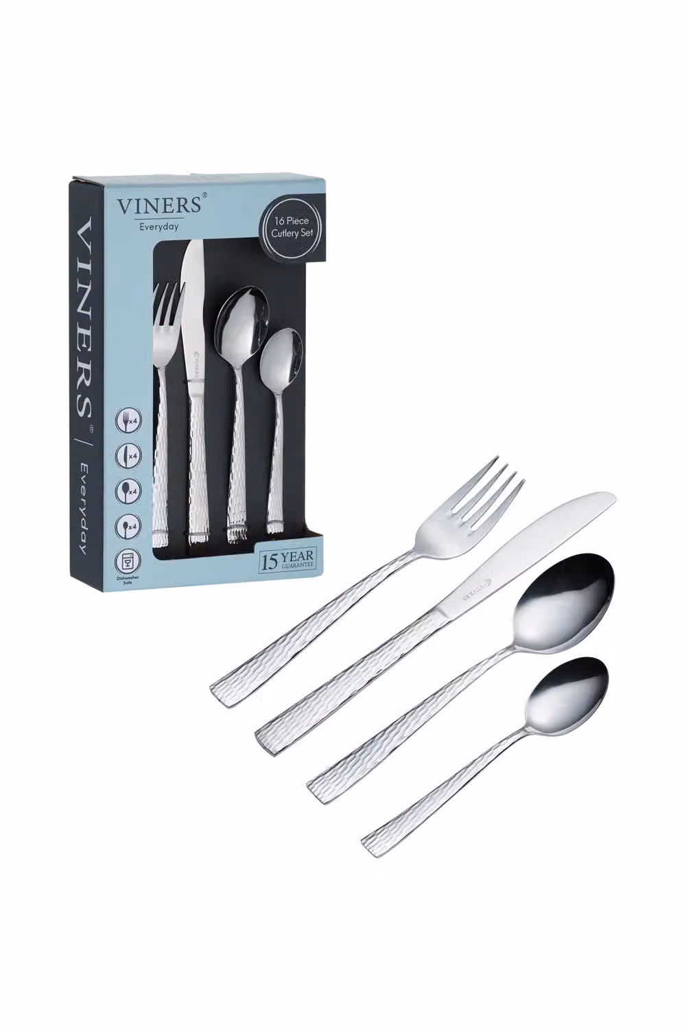 Viners Everyday Glisten 16 Piece Polished Stainless Steel Cutlery Set in Silver – 2