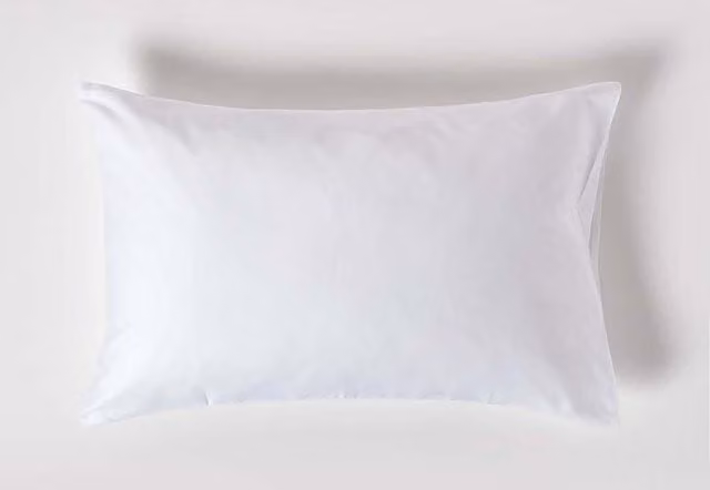 Homescapes White Mako Sateen Combed Cotton Housewife Pillowcase, 400 TC
