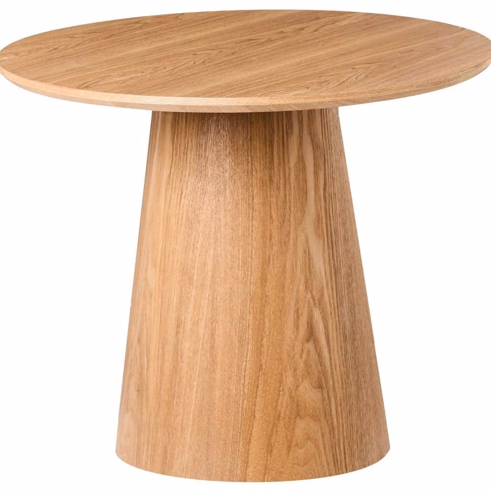 Wyld and Coco Ash Veneer Round Coffee Table in Brown, W: 60 cm, D: 60 cm, H: 33 cm – 2