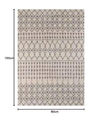 THE RUGS Moroccan Design Shaggy Rug, Grey, W: 80 cm, D: 150 cm – 2
