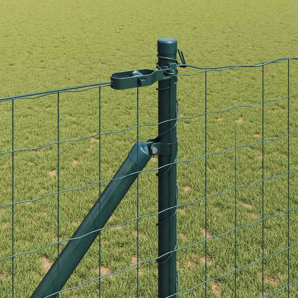 Berkfield Home Euro Fence with 7 Spike Posts, Galvanised Steel, Green, W: 10 m, H: 1.2 m – 3