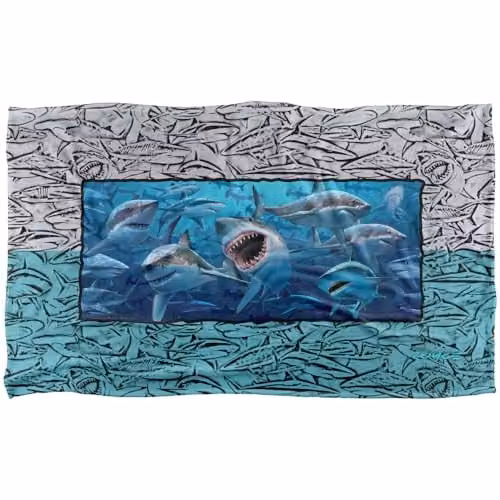 JQ Licensing Royce Mcclure Great White Shark Frame Silky Touch Super Soft Fleece Throw Blanket, Blue, W/D/H: 91 x 147 cm