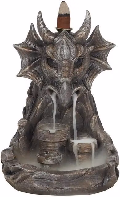Something Different Dragon Backflow Incense Burner in Grey, W/D/H: 16.0 x 16.0 x 22.0 cm