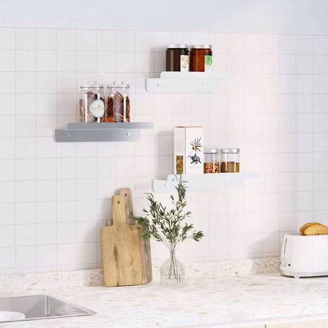Berkfield Home Set of 3 Durable Silver Stainless Steel Wall Mounted Shelves