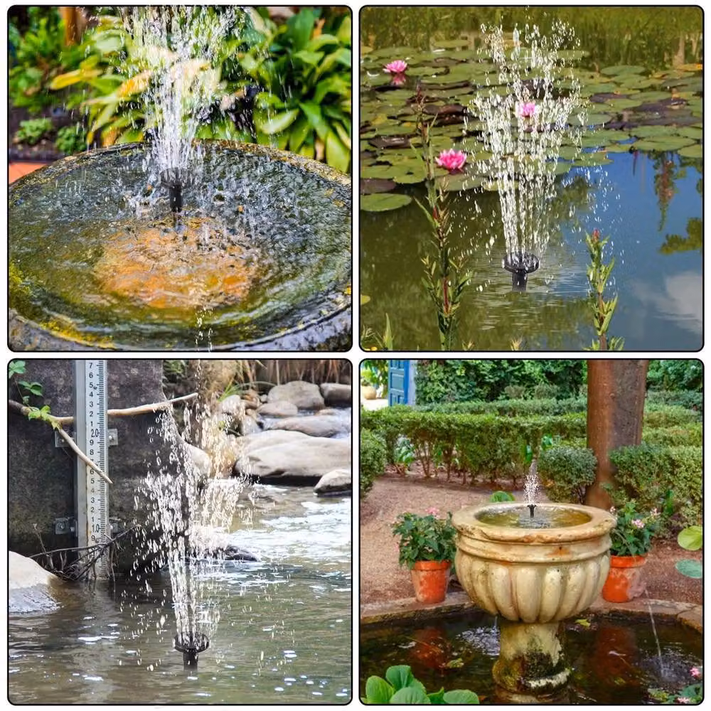 NESTLUNE 7V 180L Solar Fountain Pump for Garden Pools, Ponds, and Fish Aquariums in Black – 7