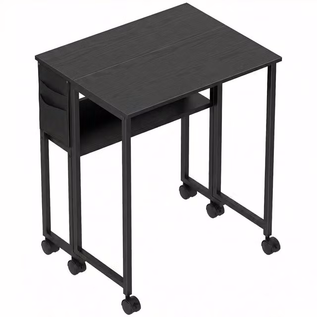 HOMCOM Black Drop Leaf Writing Desk for Home Office