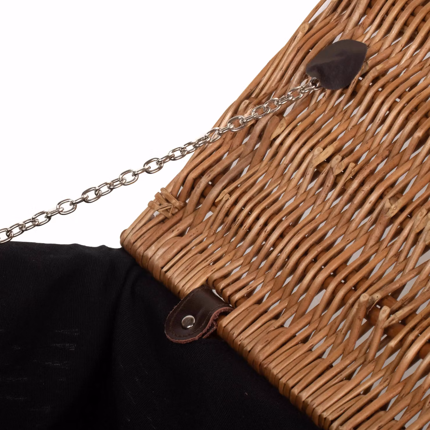Red Wicker Picnic Basket with Black Cotton Lining, 51 cm – 3