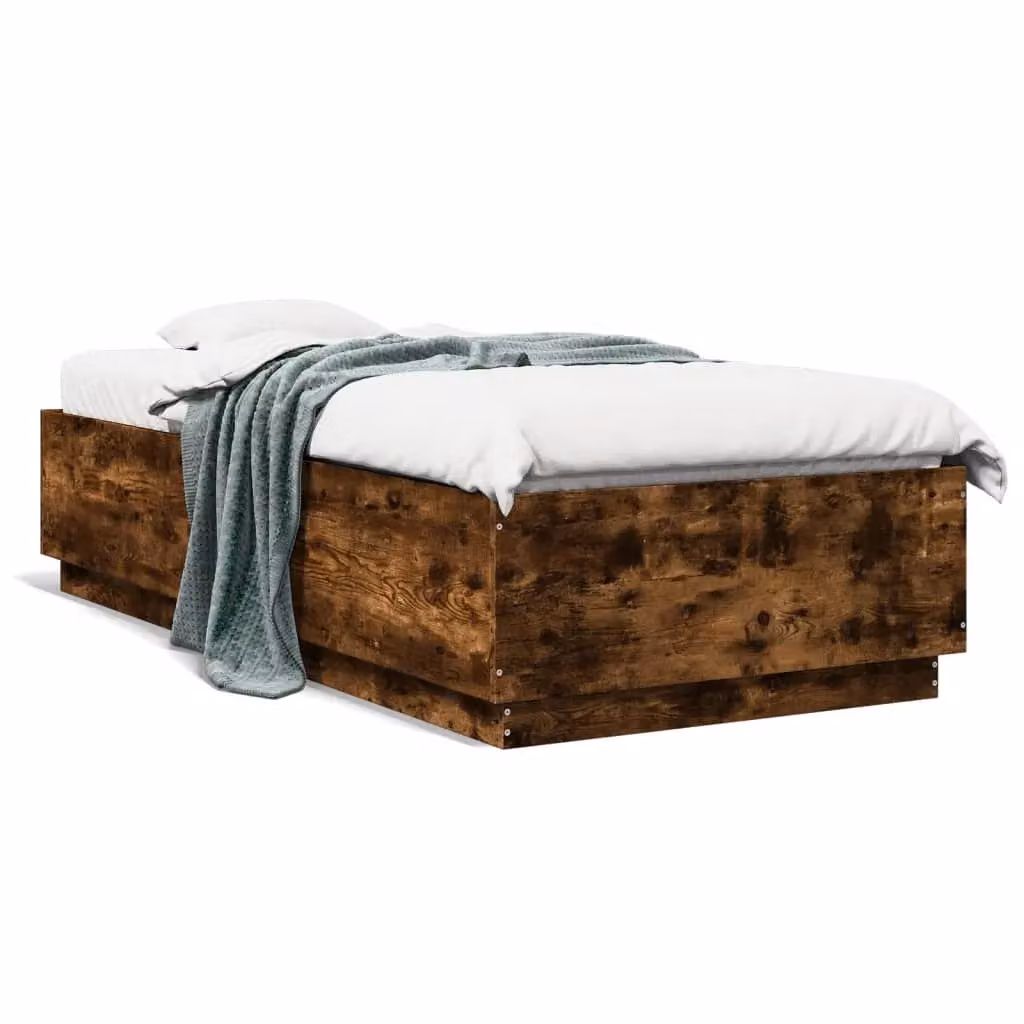 Berkfield Home Modern Bed Frame in Smoked Oak Brown, W: 100 cm, D: 200 cm – 2