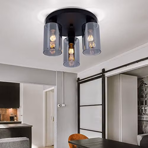 Globo Lighting Hadera Modern Ceiling Light in Black with Three Glass Shades, Diameter: 34 cm – 2