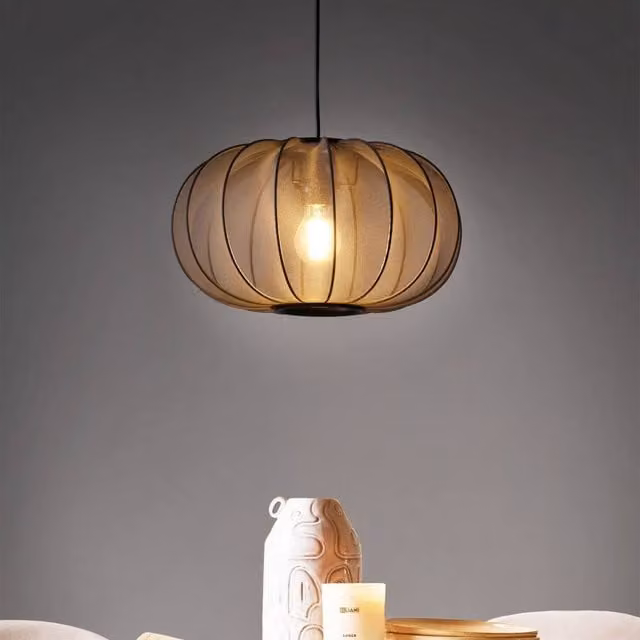 Wyld and Coco Modern Black Nylon and Metal Hanging Pendant Lamp – 1