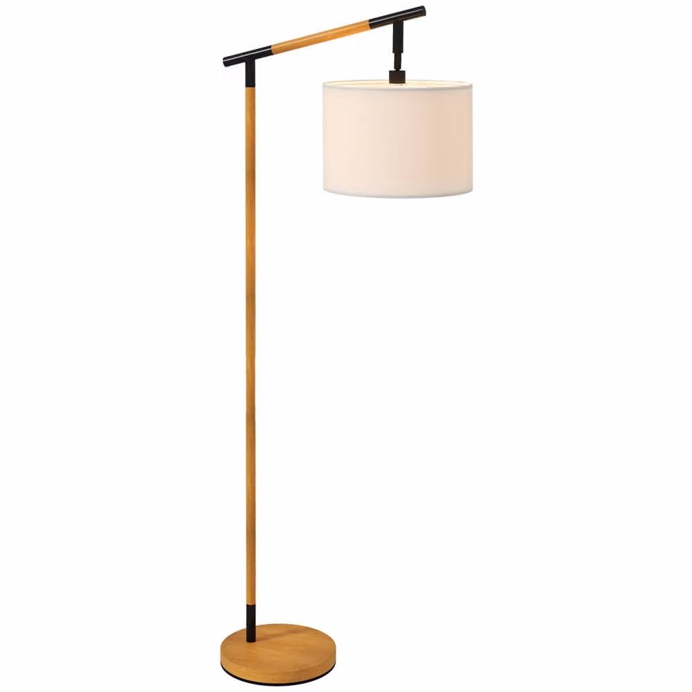 Wyld Haus Liloel Brown Metal Floor Lamp with Adjustable Beige Fabric Shade and LED Bulb, H 165 x W 35 x D 30 cm – 2