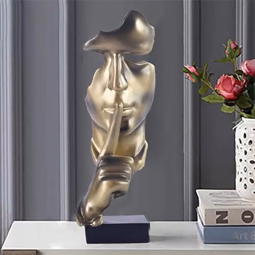 Huhote Abstract Thinker Statue, Gold Minimalist Resin Sculpture for Home and Office Decor – 4