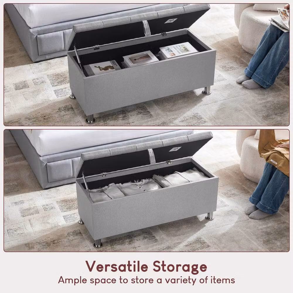 HD Designs Vida Designs Valencia Storage Ottoman in Light Grey – 3