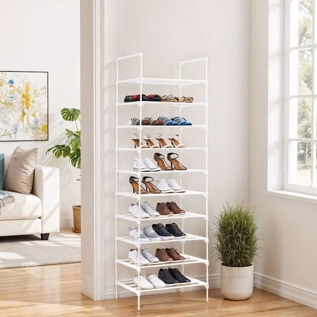 Lifeideas 10-Tier Metal Shoe Rack in White