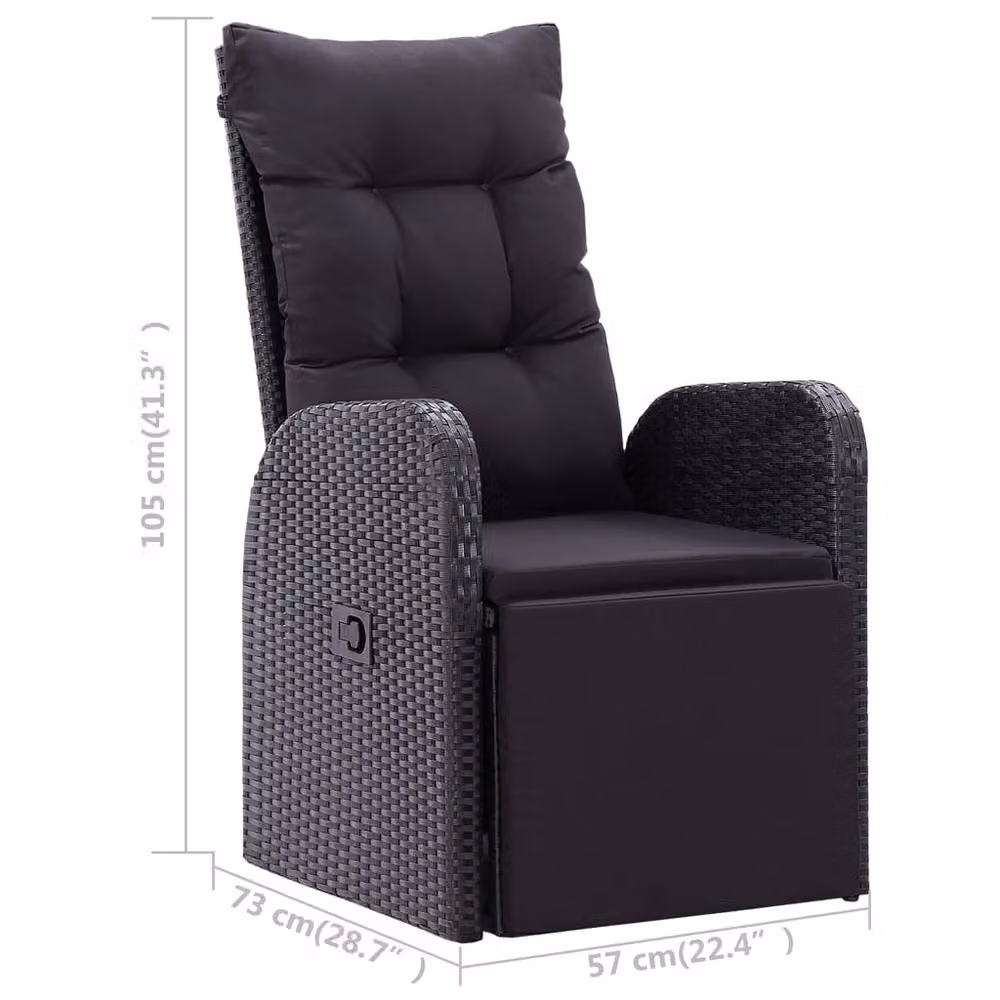 Berkfield Home 5 Piece Black Poly Rattan Garden Dining Set with Cushions – 4