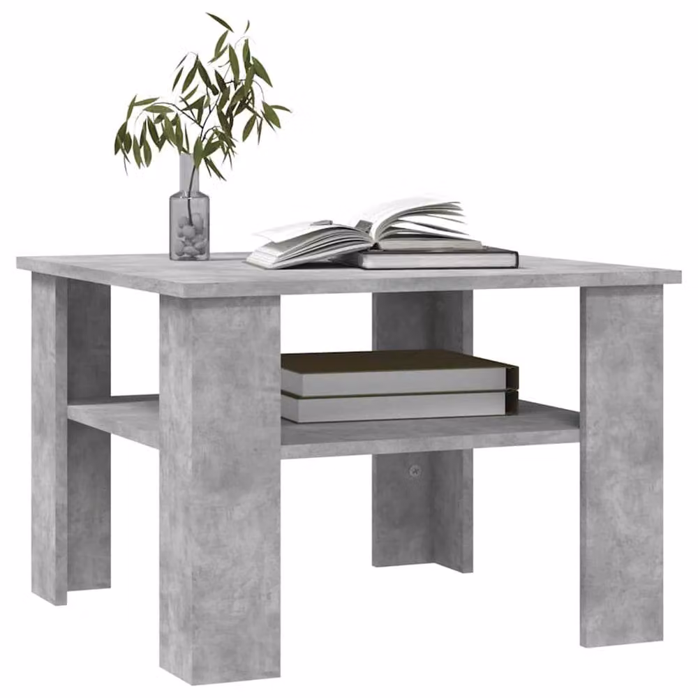 Berkfield Home Modern Square Coffee Table in Grey Composite Wood, W/D/H: 60 x 60 x 42 cm – 3