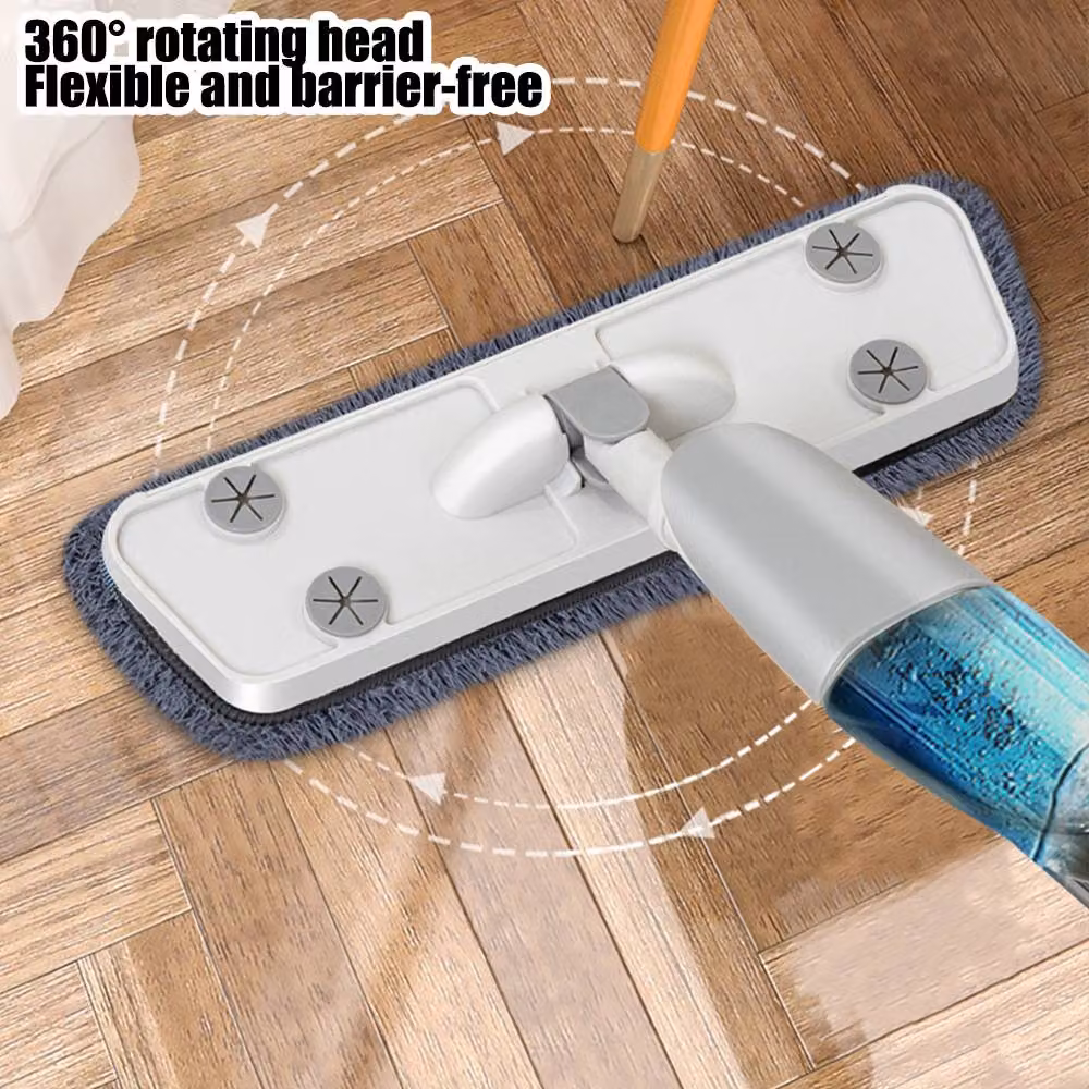 SPETLEK Spray Mop for Floor Cleaning in White and Grey with 5 Reusable Microfibre Pads – 4