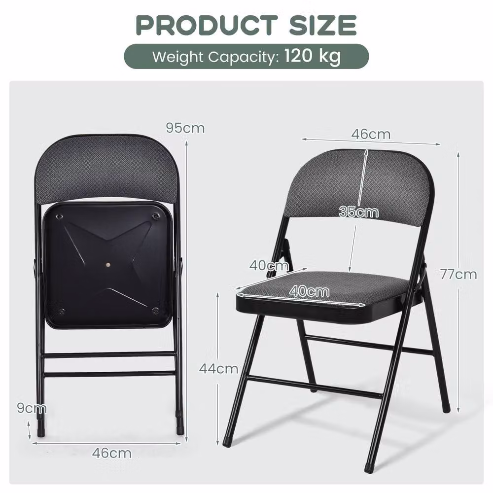 Gymax Set of 4 Folding Dining Chairs with Padded Seats in Black – 2