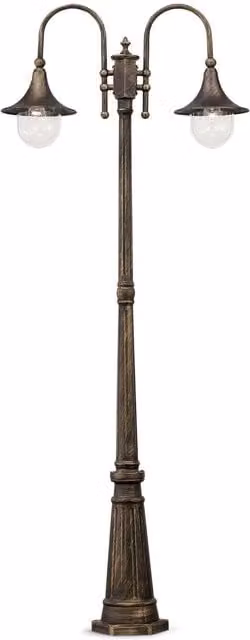 Ideal Lux Cima 2 Light Classic Outdoor Post Lantern in Brass