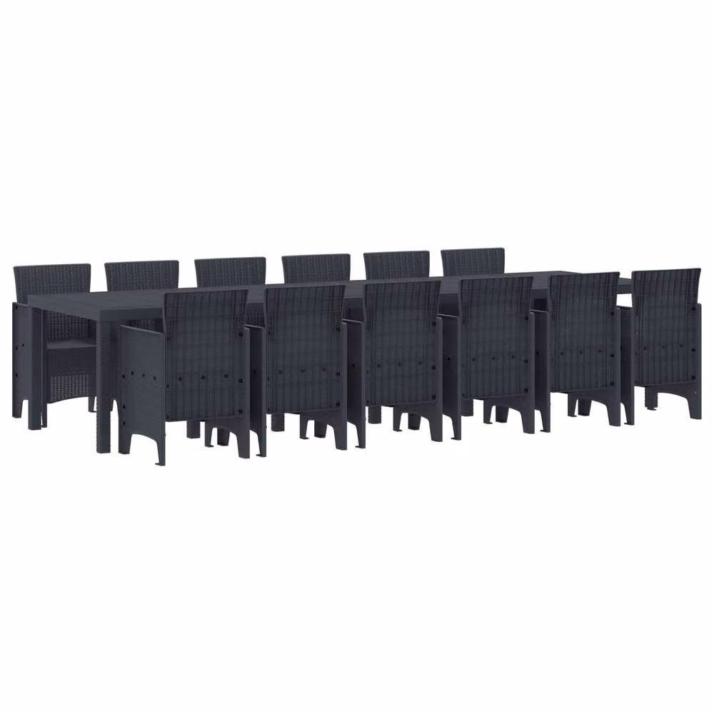 Berkfield Home 13 Piece Anthracite Poly Rattan Garden Dining Set – 2