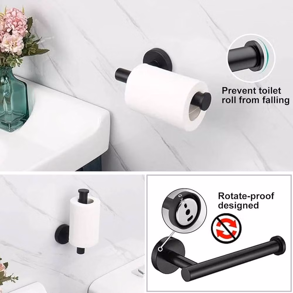 NESTLUNE 7 Piece Black Stainless Steel SUS304 Bathroom Hardware Set with Towel Rail – 4