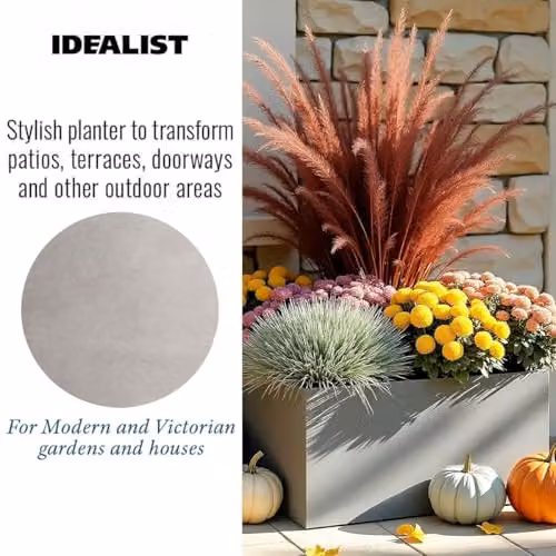 IDEALIST Grey Reinforced Stone Large Trough Planter, 54L – 7