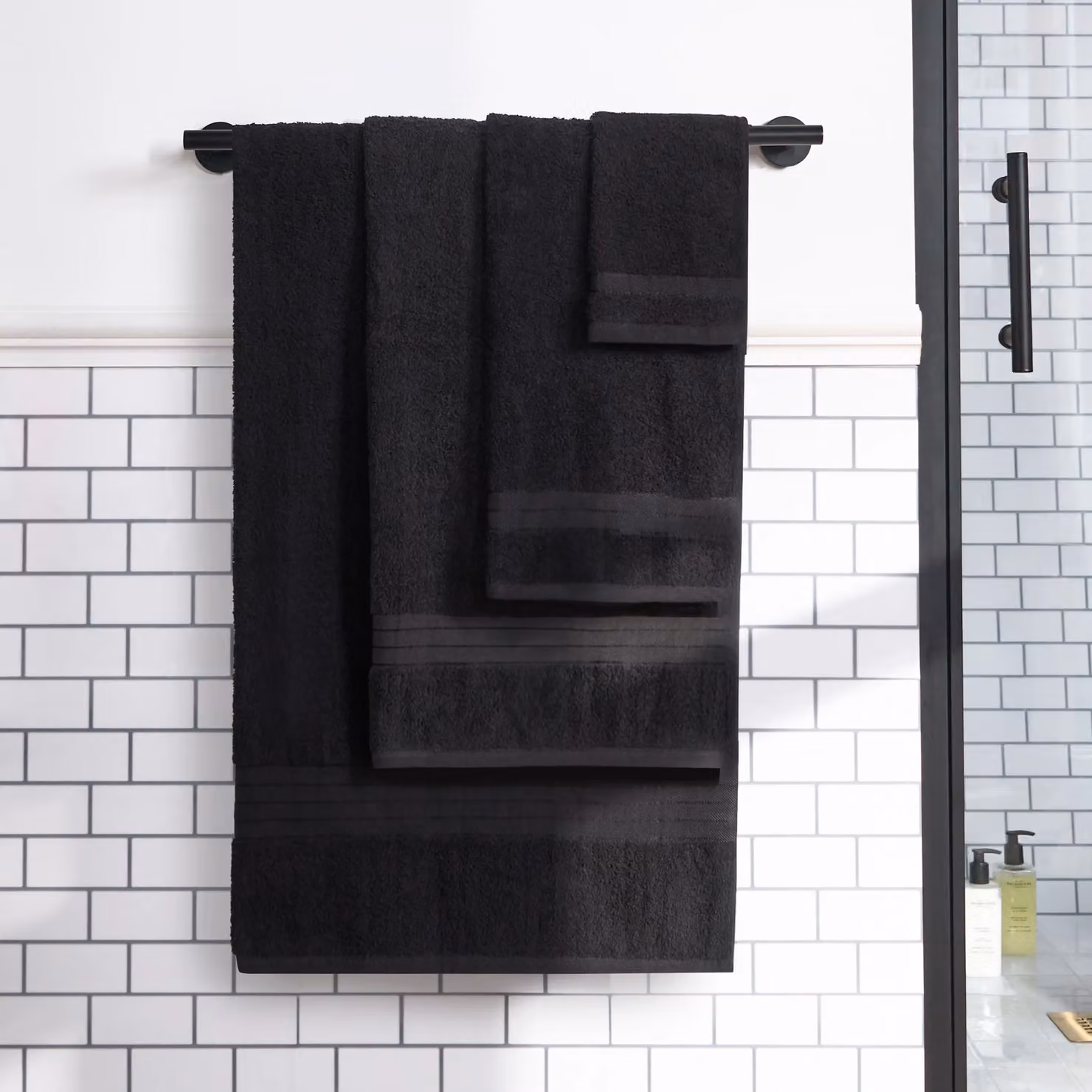 OHS Fluffy Black 100% Cotton Terry Hand Towel – 2