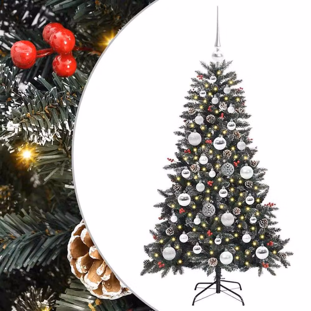 Berkfield Home Green Artificial Christmas Tree with 150 LEDs, W/D/H: 68 x 68 x 120 cm – 2