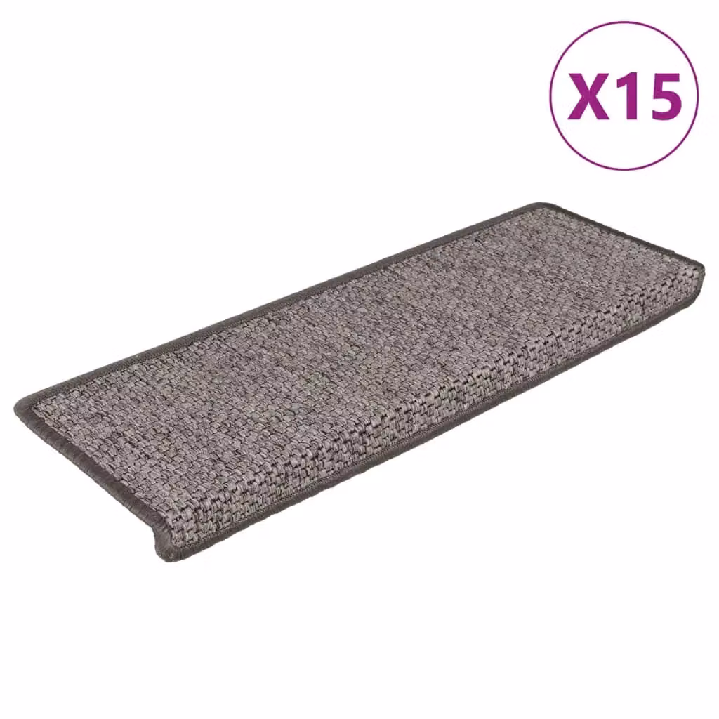 Berkfield Home Self-adhesive Sisal-Look Stair Mats, 15 Pieces, Grey and Beige, W/D/H: 65 x 21 x 4 cm – 2