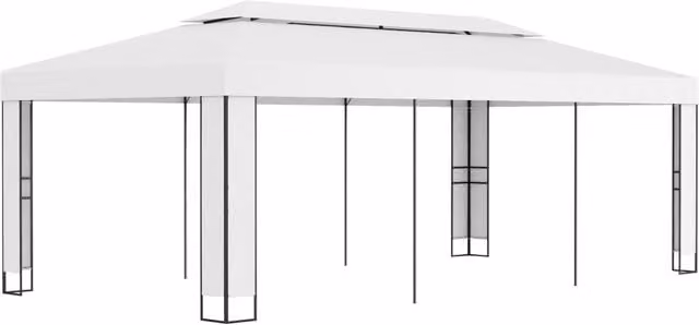 Berkfield Home Double Roof Gazebo, White, W: 600 cm, D: 300 cm, H: 273 cm