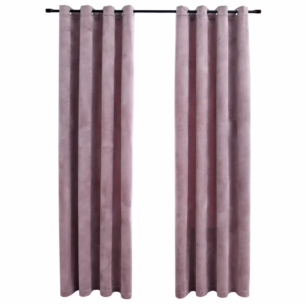 Berkfield Home Velvet Blackout Curtains with Eyelets, 2 Pack, Pink, W: 140 cm, H: 245 cm – 2