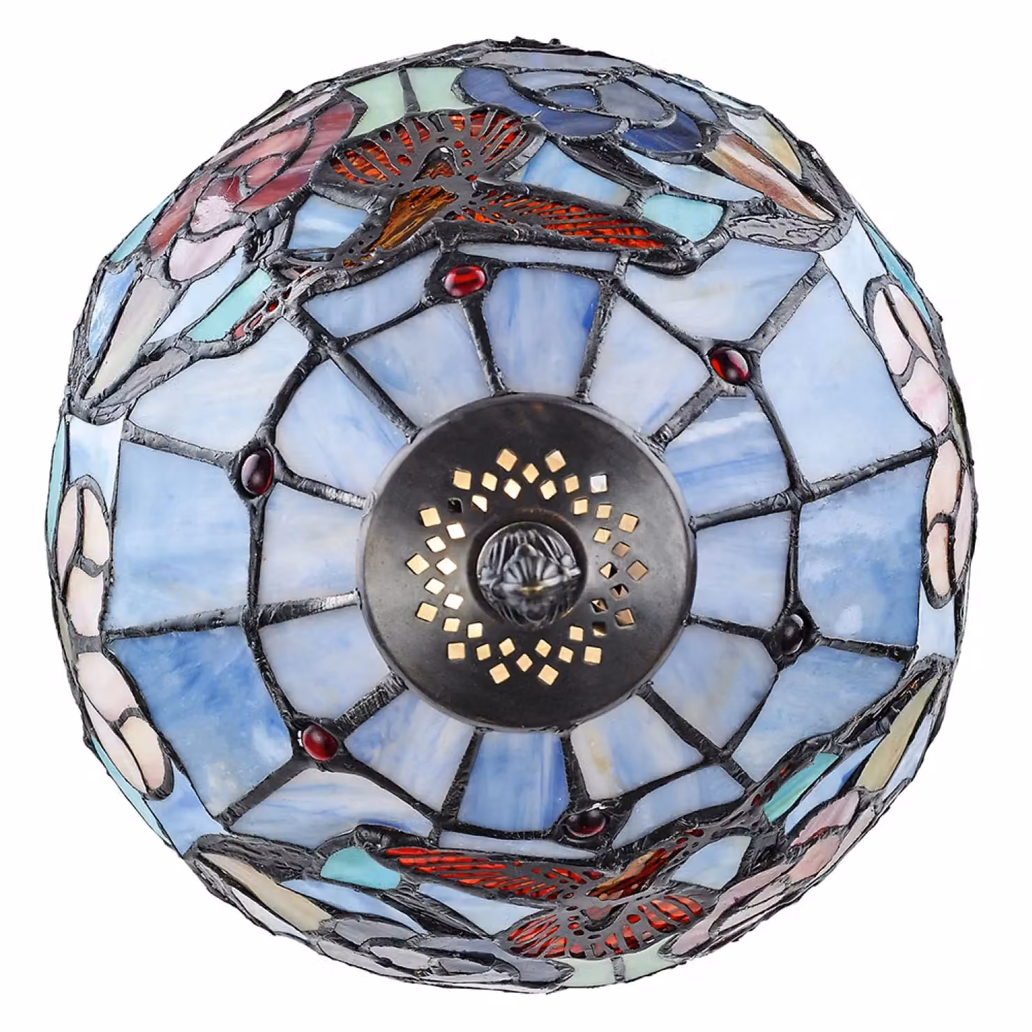 Happy Homewares Humming Bird Tiffany Table Lamp with Multicolour Stained Glass Shade and Bronze Base – 2