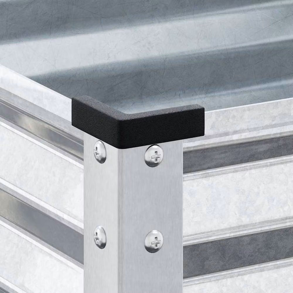 Berkfield Home Decorative Galvanised Steel Garden Planter in Silver, W: 100 cm, D: 41 cm, H: 90 cm – 3
