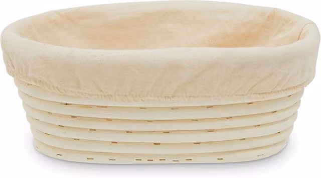 Orsina Oval Bamboo Bread Proofing Basket with Cloth Liner in Beige